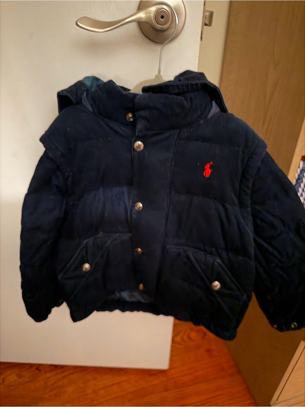 Polo by Ralph Lauren Navy Puffer Jacket with Red Pony Logo 2T